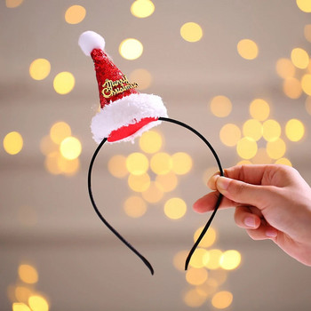 Симпатична Коледна шапка с лосови рога Пайети Обръч за коса Лента за глава Коледни шапки Коледни ленти за глава