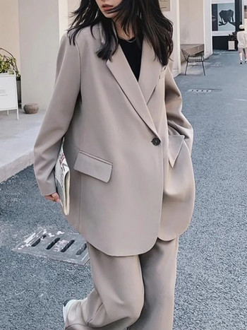Νέο φθινοπωρινό κομψό κοστούμι σακάκι ασορτί σετ Γυναικεία κορεατική μόδα Chic Blazers Παντελόνι 2 τεμαχίων Γυναικείο επαγγελματικό σετ
