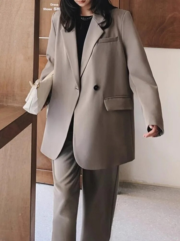 Uus sügisene elegantne ülikonna jope sobiv komplekt naiste Korea moe šikk bleiserid mantlipüksid, 2-osaline naiste professionaalne komplekt