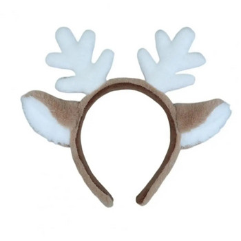 Атрактивен плюшен регулируем ъгъл на отваряне Удобна коледна шапка Обръч за коса с елен Коледна лента за глава Декоративна