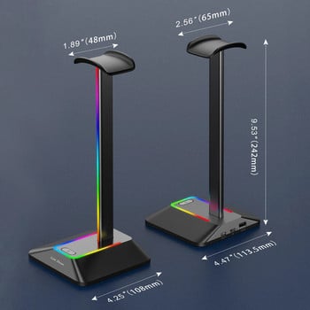 Βάση ακουστικών Link Dream RGB Lights με θύρες USB Type-c Θήκη ακουστικών για όλα τα ακουστικά Gamers Γραφείο αξεσουάρ υπολογιστή παιχνιδιών