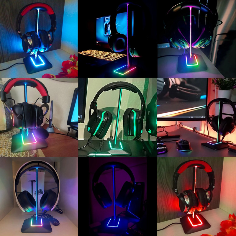 Link Dream RGB Lights ausinių stovas su c tipo USB prievadais ausinių laikiklis visoms ausinėms Žaidėjai Žaidimų kompiuterio priedai stalas