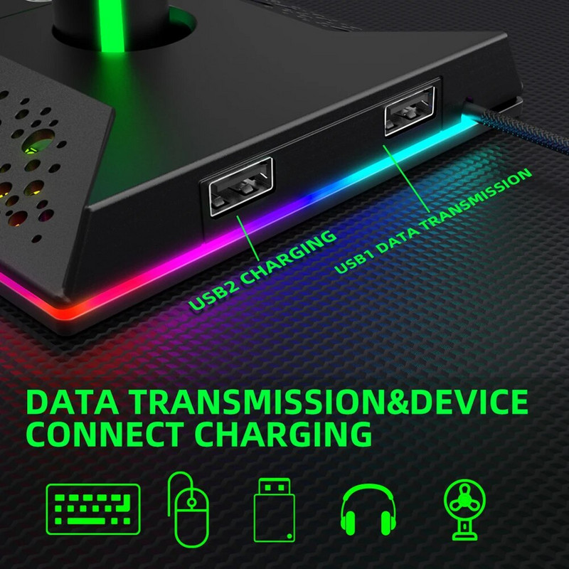 RGB Gaming fejhallgató állvány 6 monokróm mód Játékos fejhallgató kijelző állvány fejhallgató tartó akasztó fülhallgató-tartozékok