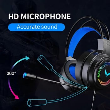 G58 G60 Геймърска слушалка 7.1 Стерео SVirtual Surround Bass Earphone Слушалки с микрофон LED светлина за компютър PC Gamer Сгъваема