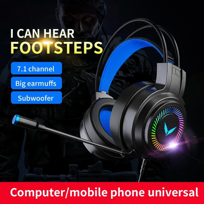 G58 G60 Геймърска слушалка 7.1 Стерео SVirtual Surround Bass Earphone Слушалки с микрофон LED светлина за компютър PC Gamer Сгъваема