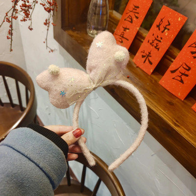 Radošs sieviešu, jauks mežģīņu plīša bantītis matu stīpiņa Ziemassvētku galvas saite Cosplay kostīmu rekvizīti Tematiskā ballītes svētku dekorācija