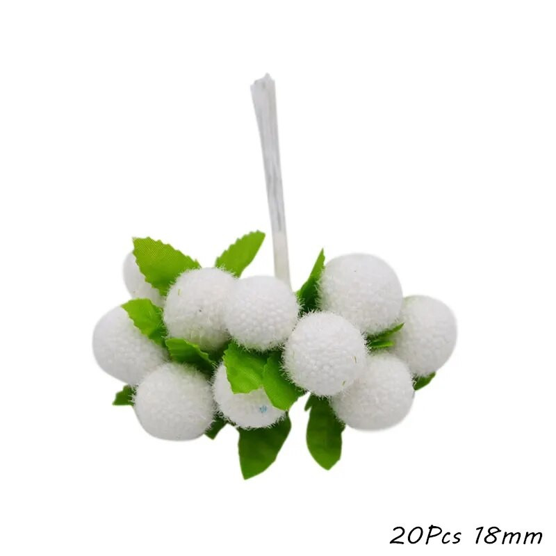 Balta tēma Mākslīgie ziedi, ķiršu putekšņlapu ogu saišķis DIY Ziemassvētku rotājumi kāzu kūkas dāvanu kastītes vainagi Ziemassvētku dekors