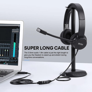 EKSA H12/H12E 3,5 mm/USB кабелна слушалка с микрофон, компютърни слушалки на ухото с ENC шумопотискане за кол център Skype
