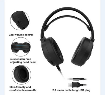DeyHua RGB слушалки Gaming Player PC PS4 с HD гъвкав микрофон 3,5 мм слушалки Подходящи за Xbox PS5 Switch компютърни игри