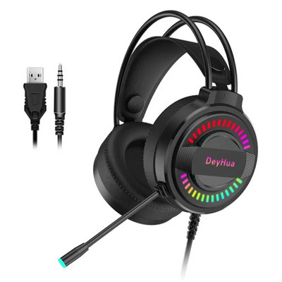 DeyHua RGB slušalica Gaming Player PC PS4 s HD fleksibilnim mikrofonom 3,5 mm slušalica Prikladna za Xbox PS5 Switch računalno igranje