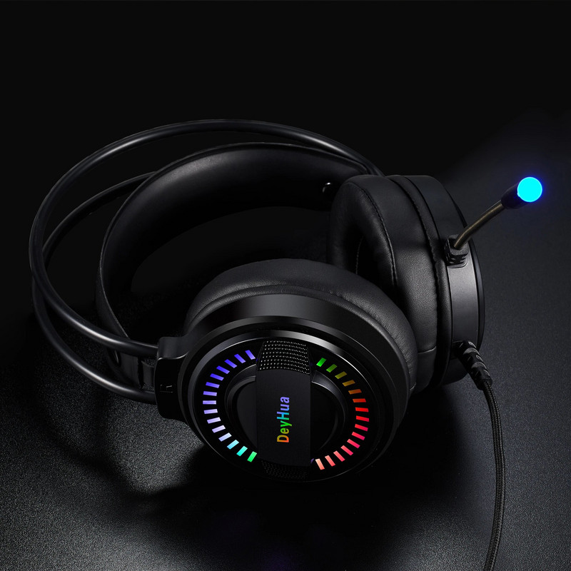DeyHua RGB slušalica Gaming Player PC PS4 s HD fleksibilnim mikrofonom 3,5 mm slušalica Prikladna za Xbox PS5 Switch računalno igranje
