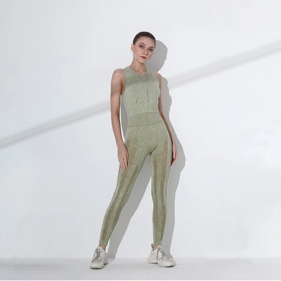 Vintage isprani ženski dvodijelni kompleti Sportski set Bešavni ženski grudnjak Majice kratkih rukava Tajice Teretana Fitness Odijelo za jogu Rainbowshades