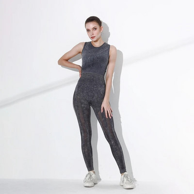 Vintage isprani ženski dvodijelni kompleti Sportski set Bešavni ženski grudnjak Majice kratkih rukava Tajice Teretana Fitness Odijelo za jogu Rainbowshades