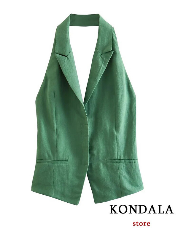 KONDALA biroja dāmu zaļā žakete uzvalki sievietēm ar V kakla izgriezumu, liela izmēra garenas žakete sievietēm + bikses ar augstu vidukli, platas kājas, modes 2023. gada sieviešu komplekts