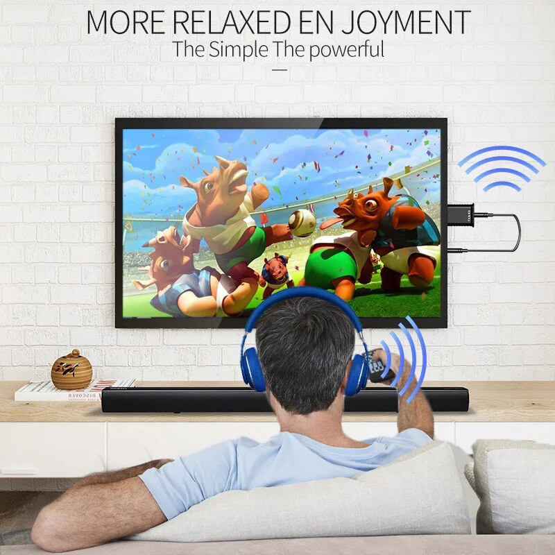 FLOVEME TV Bluetooth austiņas HiFi bluetooth austiņas Deep Bass bezvadu austiņas ar raidītāja stieni TV datortelefonam