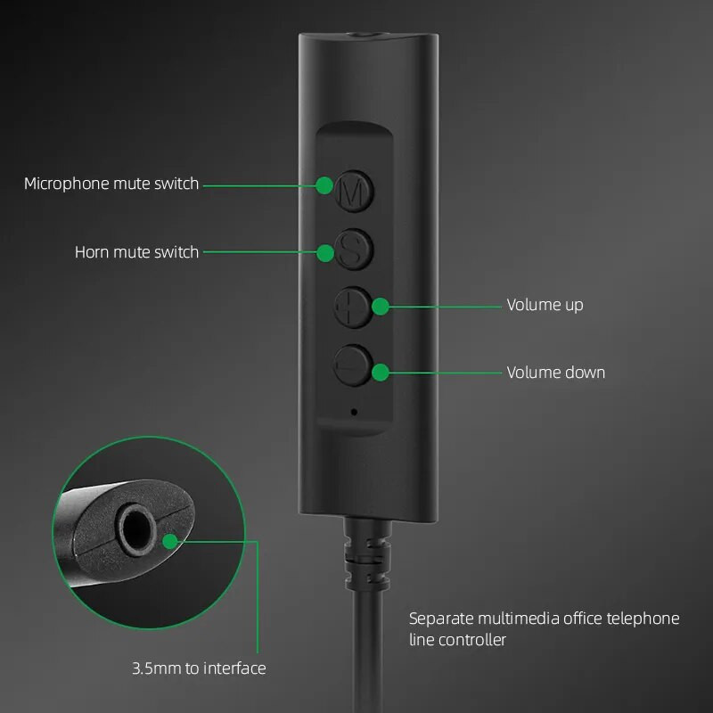 Salar H58 datora vadu biznesa austiņas, USB 3,5 mm ligzda Ērtas austiņas ar trokšņu slāpēšanas mikrofonu datoram klēpjdatoram Mac datoram