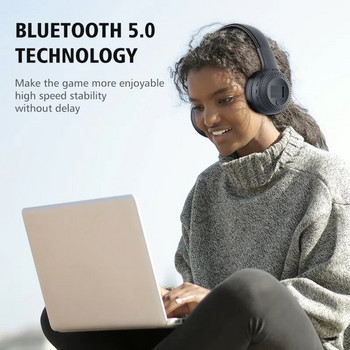 ZEALOT B19 Безжични слушалки с FM радио Bluetooth слушалки, стерео слушалки с микрофон за компютър, телефон, поддръжка на TF, Aux