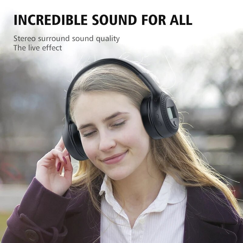 ZEALOT B19 bežične slušalice s FM radiom, Bluetooth slušalice, stereo slušalice s mikrofonom za telefon s računalom, podrška za TF, aux