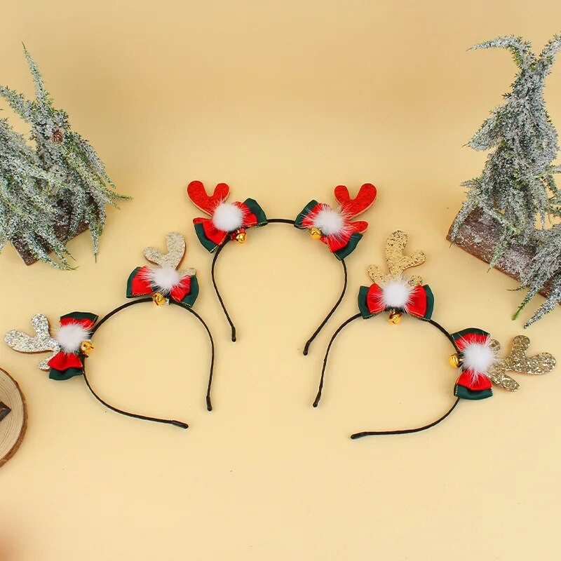 Karácsonyi agancs haj karika flitteres jávorszarvas fülek masni fej csat támasz Díszítések hajkiegészítők gyerekeknek felnőtt karácsonyi buli fejfedők