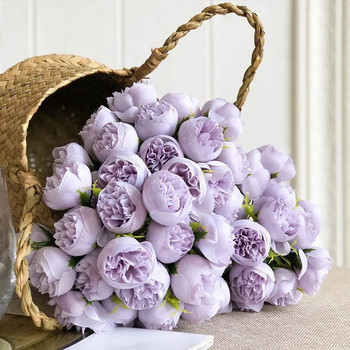 Ροζ ροζ παιώνια τεχνητά λουλούδια Μεταξωτό μπουκέτο 27 κεφαλές Τριαντάφυλλα ψεύτικο λουλούδι για επιτραπέζιο βάζο Τακτοποίηση σπιτιού Στολισμός γάμου Λουλούδια