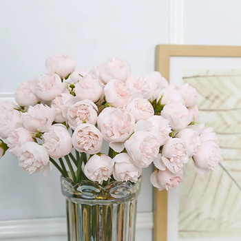 Ροζ ροζ παιώνια τεχνητά λουλούδια Μεταξωτό μπουκέτο 27 κεφαλές Τριαντάφυλλα ψεύτικο λουλούδι για επιτραπέζιο βάζο Τακτοποίηση σπιτιού Στολισμός γάμου Λουλούδια