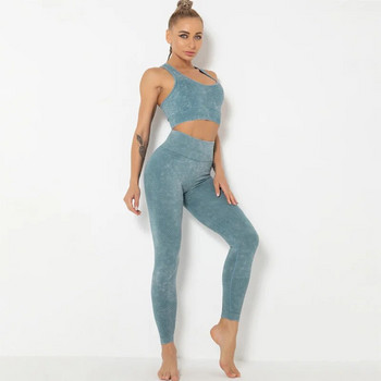 NCLAGEN Yoga Fitness Suit Безшевни женски високоеластични дамски спортни клинове и топ секси комплект от 2 бр. Спортно облекло за фитнес