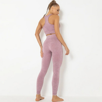 NCLAGEN Yoga Fitness Suit Безшевни женски високоеластични дамски спортни клинове и топ секси комплект от 2 бр. Спортно облекло за фитнес