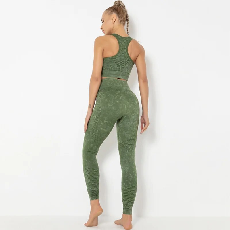 NCLAGEN Yoga Fitness odijelo Bešavne ženske visoke elastične ženske sportske tajice i top seksi komplet od 2 komada odjeće za teretanu Sportska oprema