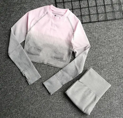 Ženski bešavni set za jogu, Tajice za teretanu, Majice s visokim strukom, Gornje odijelo, dugi rukavi, Fitness, vježbanje, sport, trčanje, komplet sportske odjeće