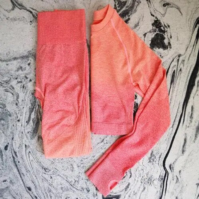 Ženski bešavni set za jogu, Tajice za teretanu, Majice s visokim strukom, Gornje odijelo, dugi rukavi, Fitness, vježbanje, sport, trčanje, komplet sportske odjeće