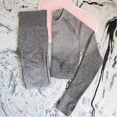 Ženski bešavni set za jogu, Tajice za teretanu, Majice s visokim strukom, Gornje odijelo, dugi rukavi, Fitness, vježbanje, sport, trčanje, komplet sportske odjeće