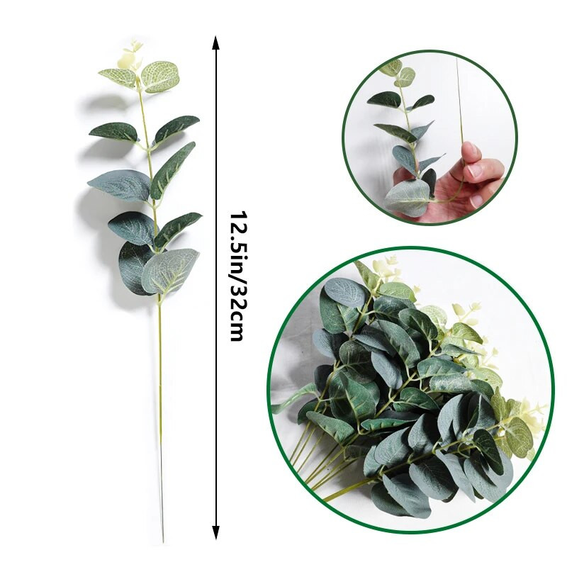 10db Művirágok Eukaliptusz Levelek Barkácsolás Esküvő Lakásdekoráció Hamis növények Újévi karácsonyi díszek Arany Levél