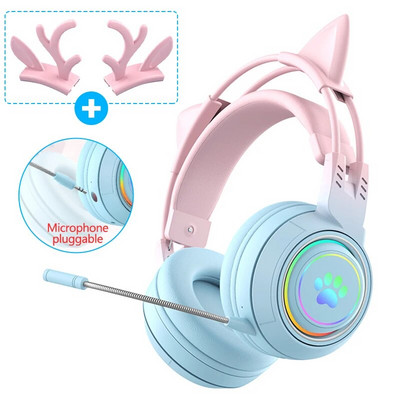 Cat Car Slušalice Headset Gamer Bežične slušalice s mikrofonom Gamer Girl Antler Bluetooth Gaming slušalice