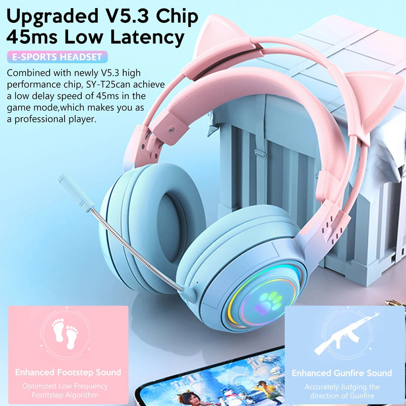 Cat Car Slušalice Headset Gamer Bežične slušalice s mikrofonom Gamer Girl Antler Bluetooth Gaming slušalice