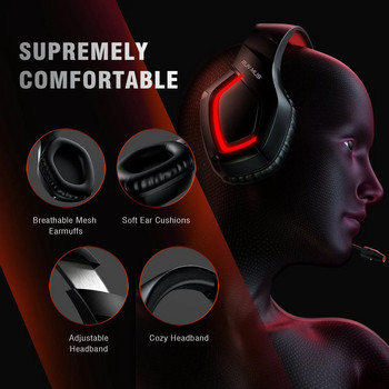 Ενσύρματο ακουστικό παιχνιδιών RUNMUS K1B για ακουστικά LED PS4 PS5 Xbox One PC Gamer με ακύρωση θορύβου μικροφώνου 7.1 Surround