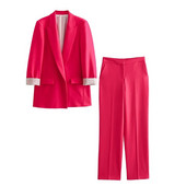 Novi ženski komplet hlača Jesen 2023. Novi ženski blejzeri 2-dijelni set Ležerne ravne hlače Ulično elegantno uredsko odijelo Modni komplet za mlade