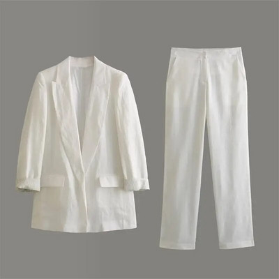 Novi ženski komplet hlača Jesen 2023. Novi ženski blejzeri 2-dijelni set Ležerne ravne hlače Ulično elegantno uredsko odijelo Modni komplet za mlade