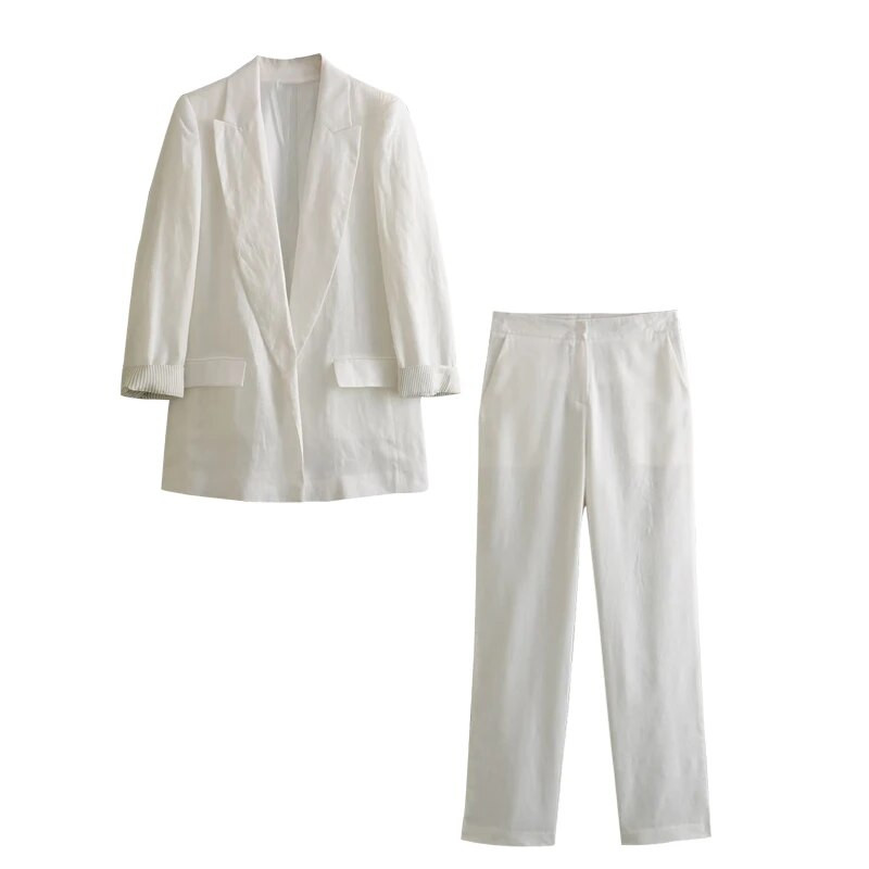 Novi ženski komplet hlača Jesen 2023. Novi ženski blejzeri 2-dijelni set Ležerne ravne hlače Ulično elegantno uredsko odijelo Modni komplet za mlade