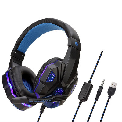 Professzionális Bass Stereo Gamer Vezetékes Fejhallgató PS4 X BOX Headset Led Fényű Mikrofonnal Számítógépes Laptophoz