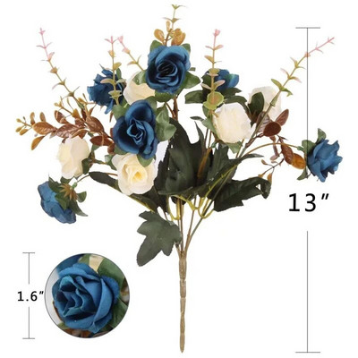 12 galviņu rožu mākslīgie ziedi viltoti divu krāsu ziedi ar kātiem Mākslīgās rozes ziedu pušķi mājas kāzu ballīšu dekorēšanai
