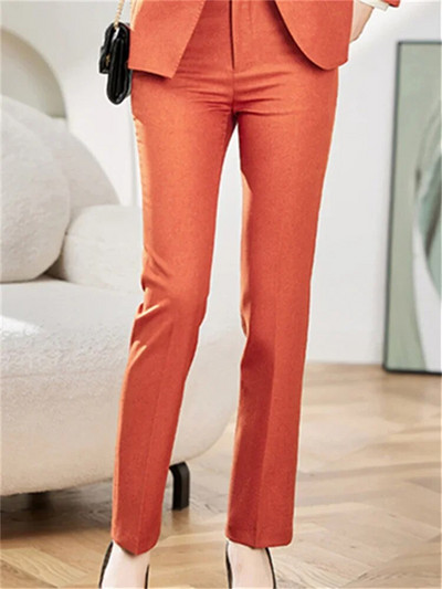 Yitimuceng Uredski ženski dvodijelni kompleti Ženska odjeća 2023. Sakoi s dvostrukim kopčanjem s otvorenim ovratnikom Jednobojni ležerni odijela s hlačama