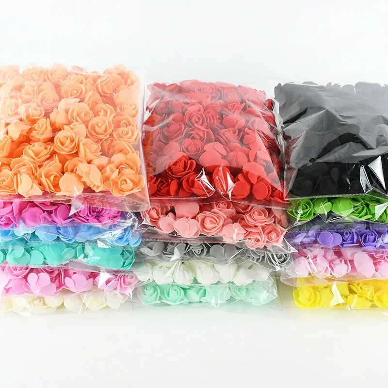 50/100/200 vnt. Rožių meškiukas 3 cm PE putplasčio rožės galvutė Dirbtinė gėlė Namų dekoratyvinis vainikas Vestuvėms Valentino dienai pasidaryk pats dovana