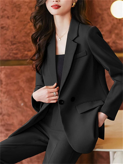 Yitimuceng dvodijelni setovi u boji kave, elegantni ženski uredski ženski sako s dvostrukim kopčanjem iz 2023., nova modna odijela s pencil hlačama