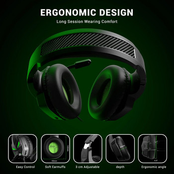EKSA E7000 Кабелни геймърски слушалки за PC/Xbox/PS4/PS5 с микрофон Over-Ear RGB слушалки Геймър 3,5 мм + USB компютърни слушалки