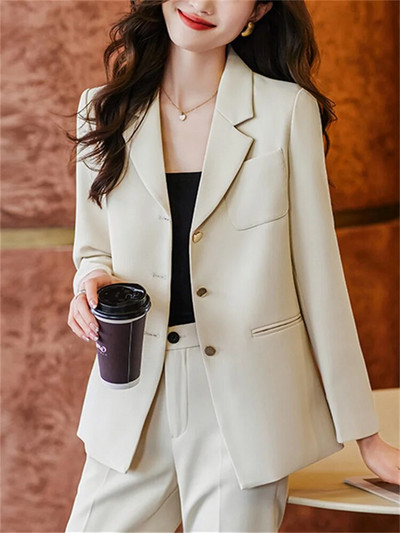 Yitimuceng jednobojni dvodijelni set za 2023., novi modni elegantni uredski ženski sako s jednim kopčanjem, uski odijela s hlačama visokog struka