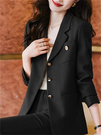 Yitimuceng jednobojni dvodijelni set za 2023., novi modni elegantni uredski ženski sako s jednim kopčanjem, uski odijela s hlačama visokog struka