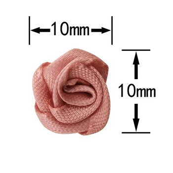 (100 τεμ./συσκευασία) Μίνι 10*10 χιλιοστά Φρέσκια ροζ κορδέλα λουλούδια μικρού μεγέθους Σατέν κορδέλα Τεχνητό λουλούδι Χειροτεχνία γιορτινή διακόσμηση