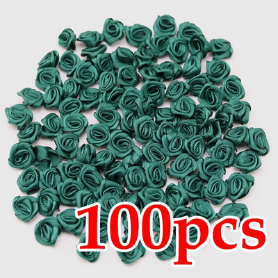 (100 db/csomag) 10*10mm-es mini friss rózsaszín szalag virágok kis méretű szatén szalag művirág kézműves ünnepi parti dekoráció