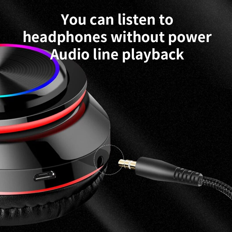 Bezvadu Bluetooth austiņas Krāsainas gaismas kartes ievietošanas spēle Mūzika Sporta atbalsts Mobilais telefons Dators