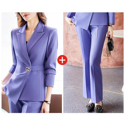 Fotvotee vékony öltöny szett női 2023 divatos irodai női hosszú ujjú, lehajtható gallérral blézerek Elegáns, magas derekú nadrágkosztümök